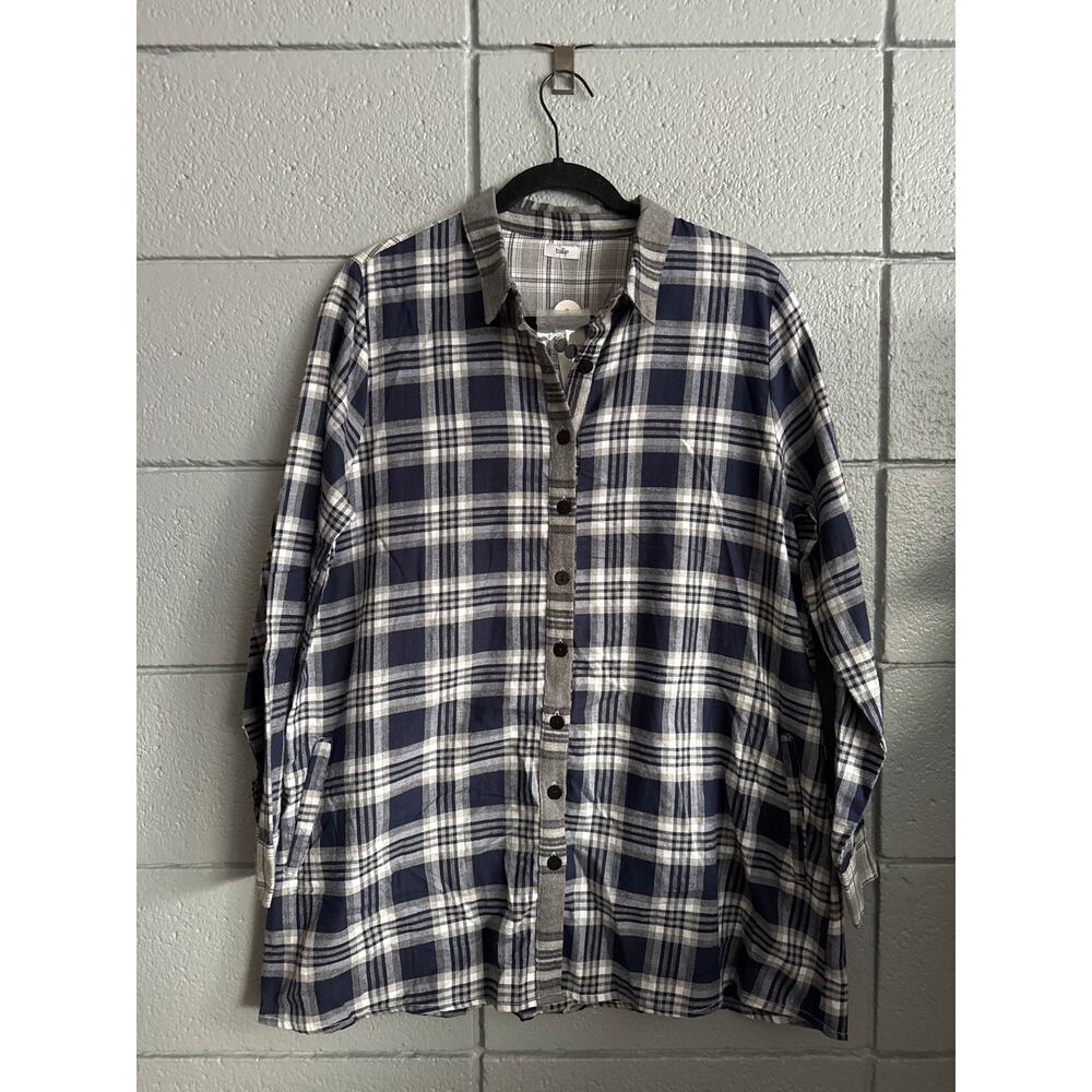 NWT Tulip Mixed Media Colorblock Patchwork Flannel Tunic size S